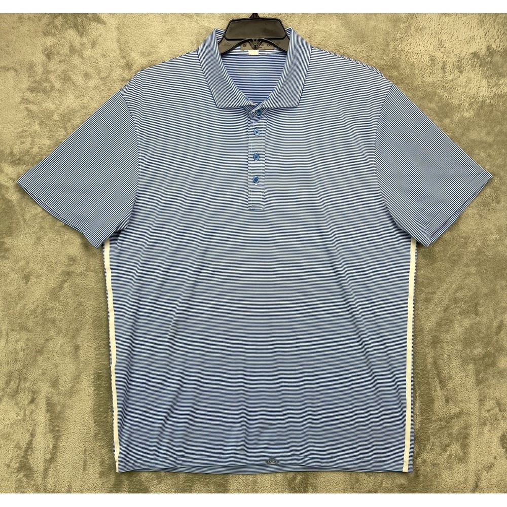 G/Fore Men's Polo Shirt Size XXL Blue Stripe Performance Stretch Golf‎ Feeder